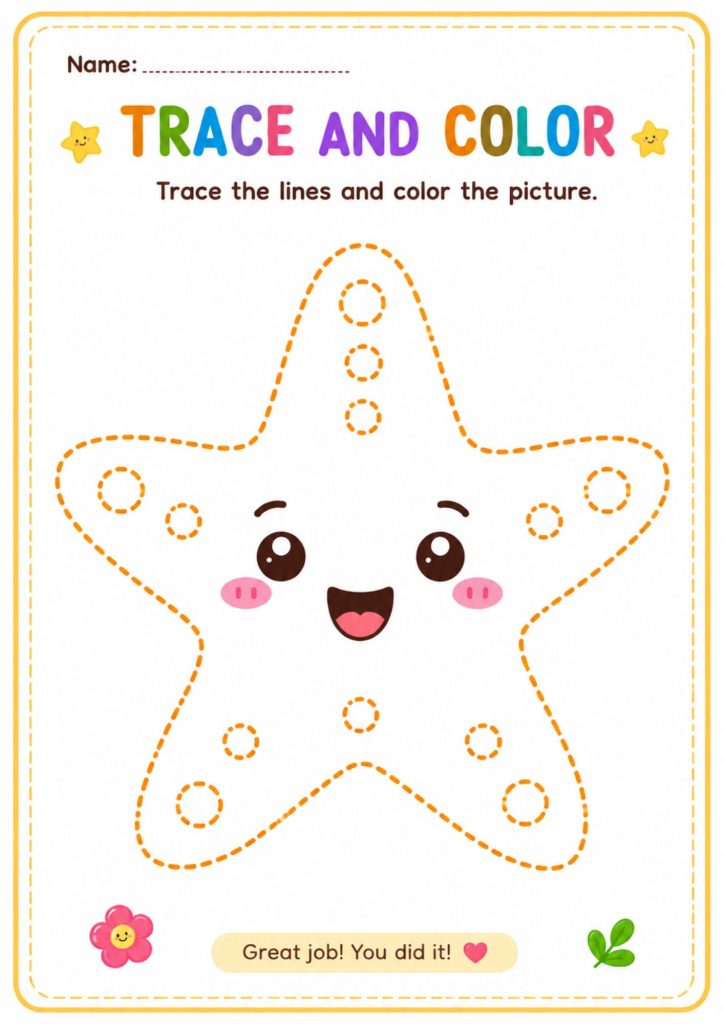 Trace And Color Sea Animals Worksheets – Busy Bee Worksheet
