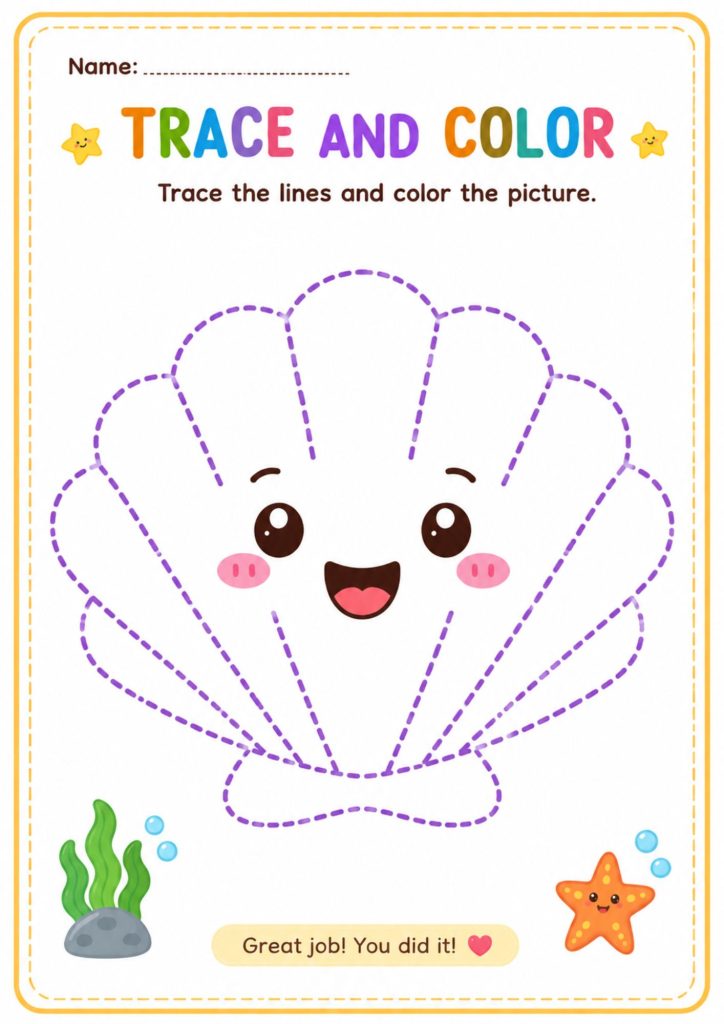 Trace And Color Sea Animals Worksheets – Busy Bee Worksheet